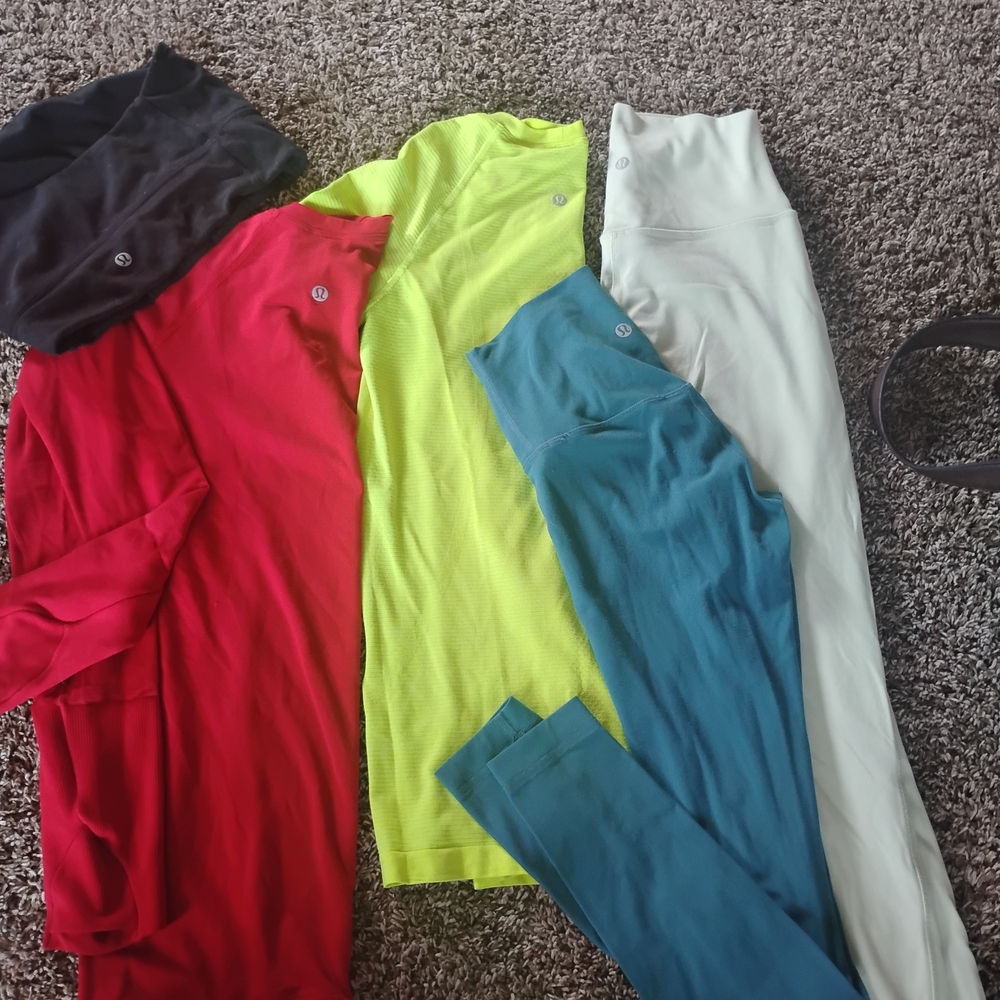 Lululemon Athletica Leggings in Red, Yellow, Blue, and White